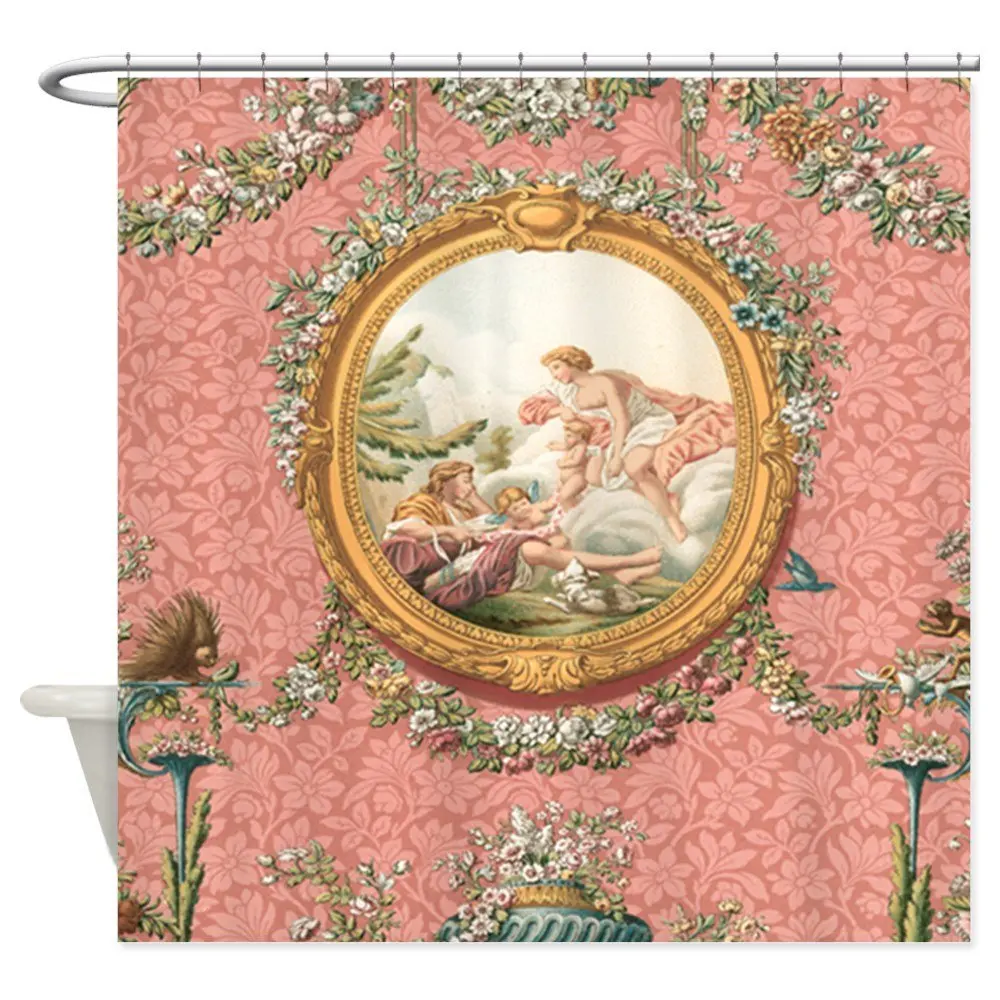 

Ancient Victorian Angel design in pastel tones Sho Decorative Fabric Shower Curtain Set and Anti-slip Floor Mat Outdoor Rugs