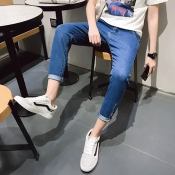 

summer Summer Mens Jeans Brand casual Slim Fit Denim Jeans Eembroidery Ankle-length pant Jeans Homme Plus Size
