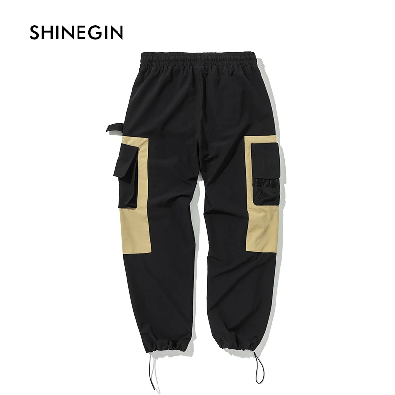 SHINEGIN Harajuku Multi-Pockets trousers men pants quick dry track pants men tactical patchwork pants men pocket trousers 059W