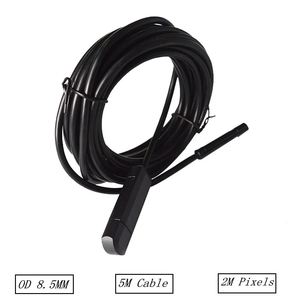 

6 LED 8.5mm Lens  USB Endoscope Waterproof Inspection Borescope Tube Camera with 5m Cable Mirror Hook Magnet