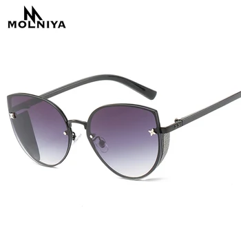 

BRAND DESIGN Punk Lady Sunglasses Women Unique Frame Cat Eye Sun Glasses Gafas UV400 Photochromic Eyewear