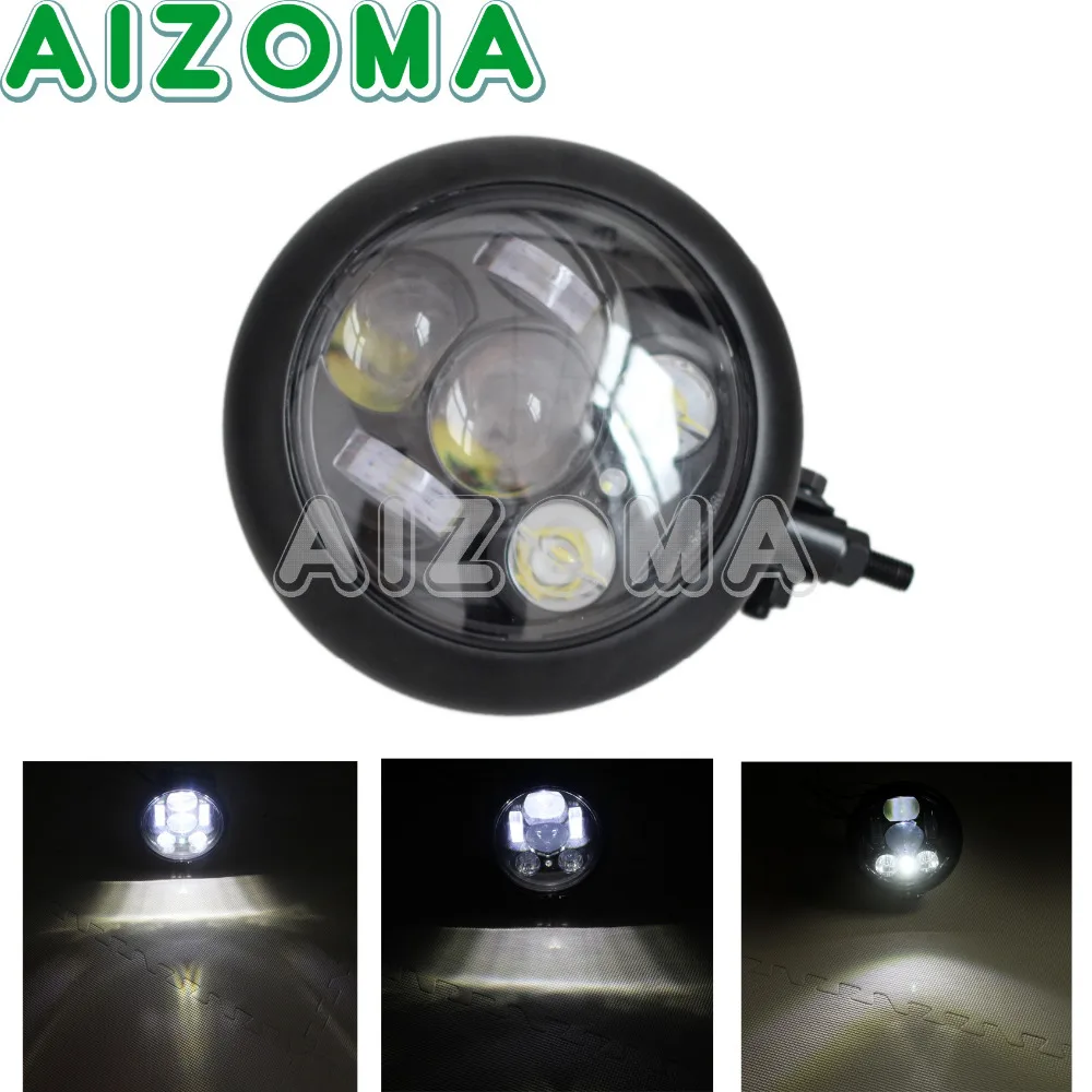 

Cafe Racer Motorcycle 5 3/4" LED HI/LO DRL Aluminum Headlight Black Cruiser For Harley Bobber Chopper Streetfighter