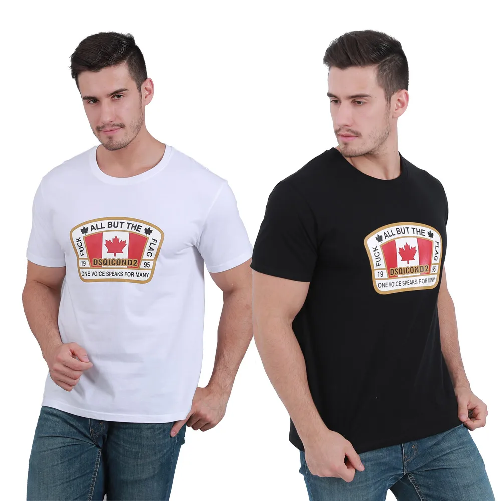 

DSQICOND2 DSQ Summer Maple Leaf Cotton T-shirt Men Short Sleeves Cool Tops Tees with Mesh Baseball Trucker Cap Snapback Dad Hats