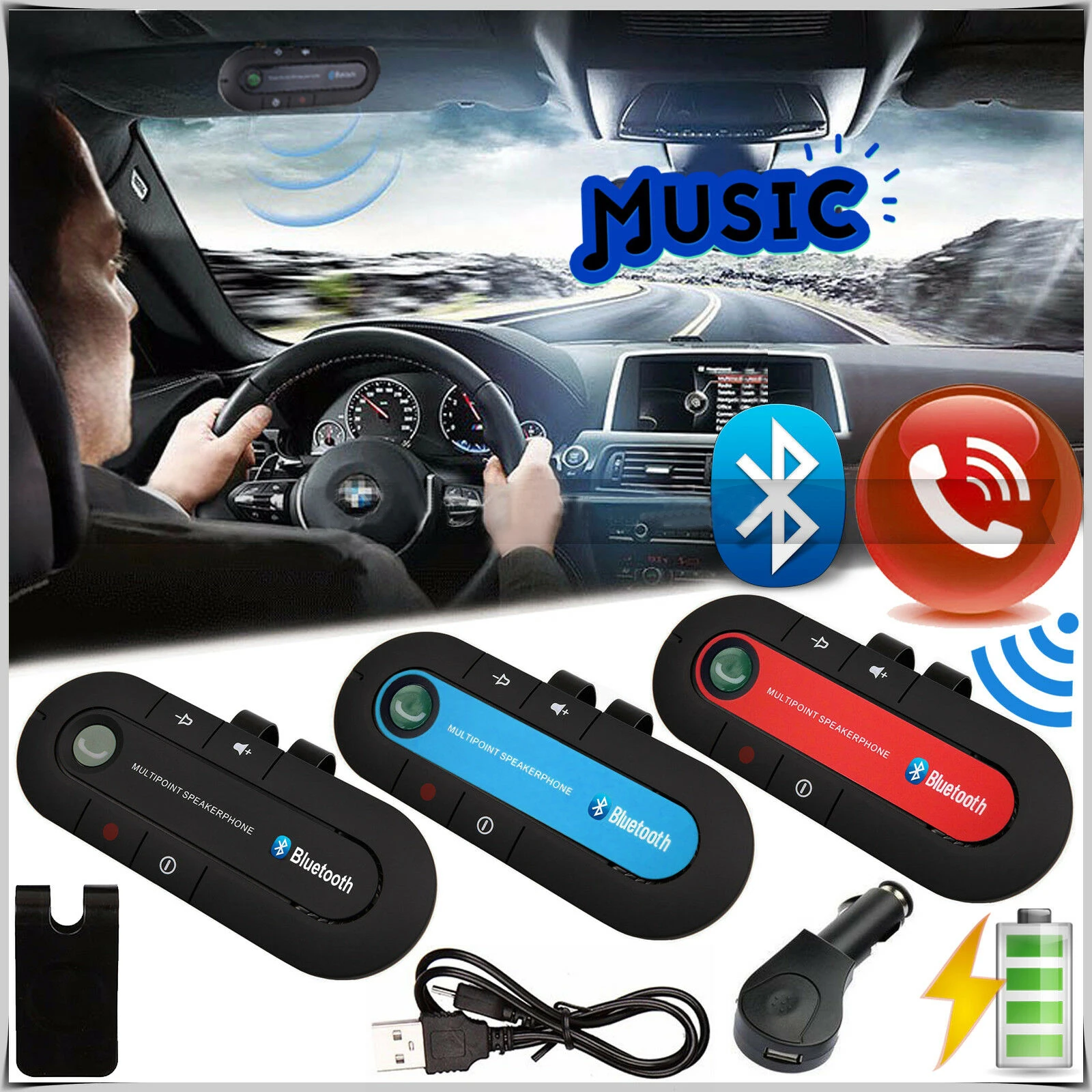 Автомобильный комплект громкой связи ANLUD Bluetooth колонка mp3 плеер зажим от солнца с