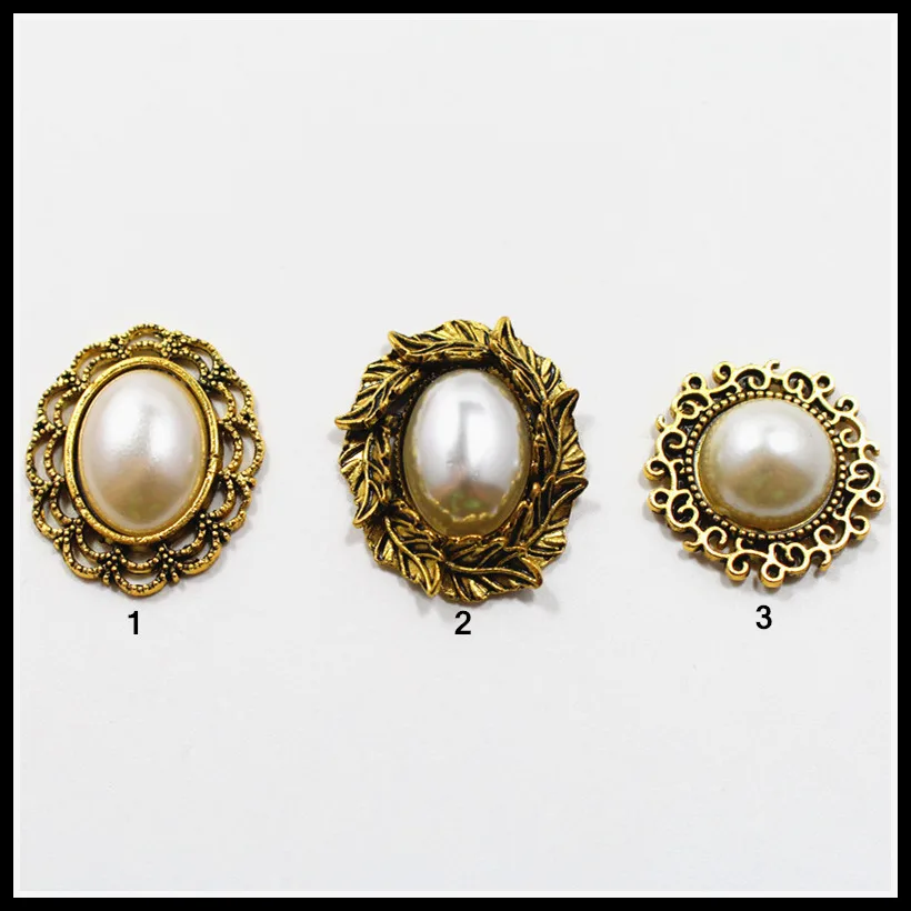 

Free shipping 5pcs mix nice Diamond pearl Flat back metal buttons, garment accessories DIY Hair jewelry accessories,59