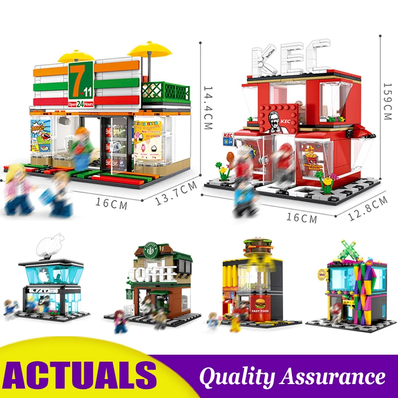 

Mini City Street View Cafe Food Phone Shop Hamburger Store Sembo Building Blocks Compatible Lego Bricks Educational Toys Gifts