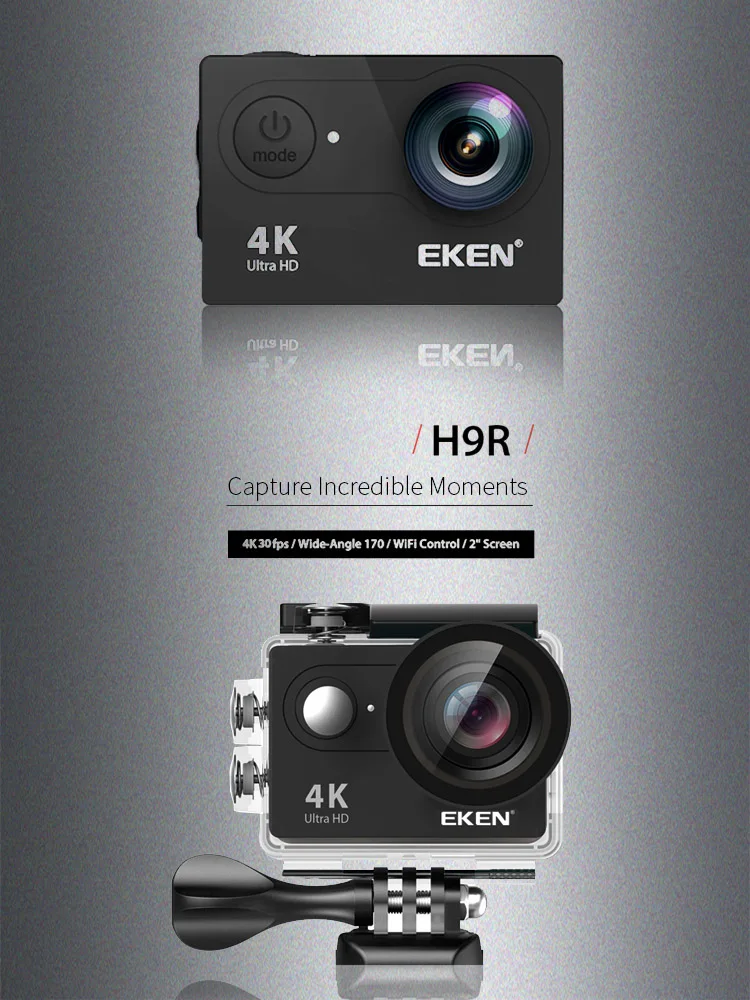 Экшн-камера eken H9 H9R wifi 4 K/30FPS 1080 p/60fps 720 P/120FPS Ultra HD мини-камера для подводной съемки Водонепроницаемая спортивная видеокамера