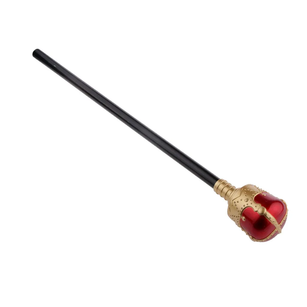 48cm Halloween Costume Party Magic Wand Jewel Scepter Fancy Dress Ball Prop The King's Scepter Wand Red Gold