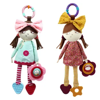 

33cm Girl Cute Cloth Doll Baby Soothing Toys Baby Carriage Crib Hanging Toy with Teeth Rubber for Girl's Gifts