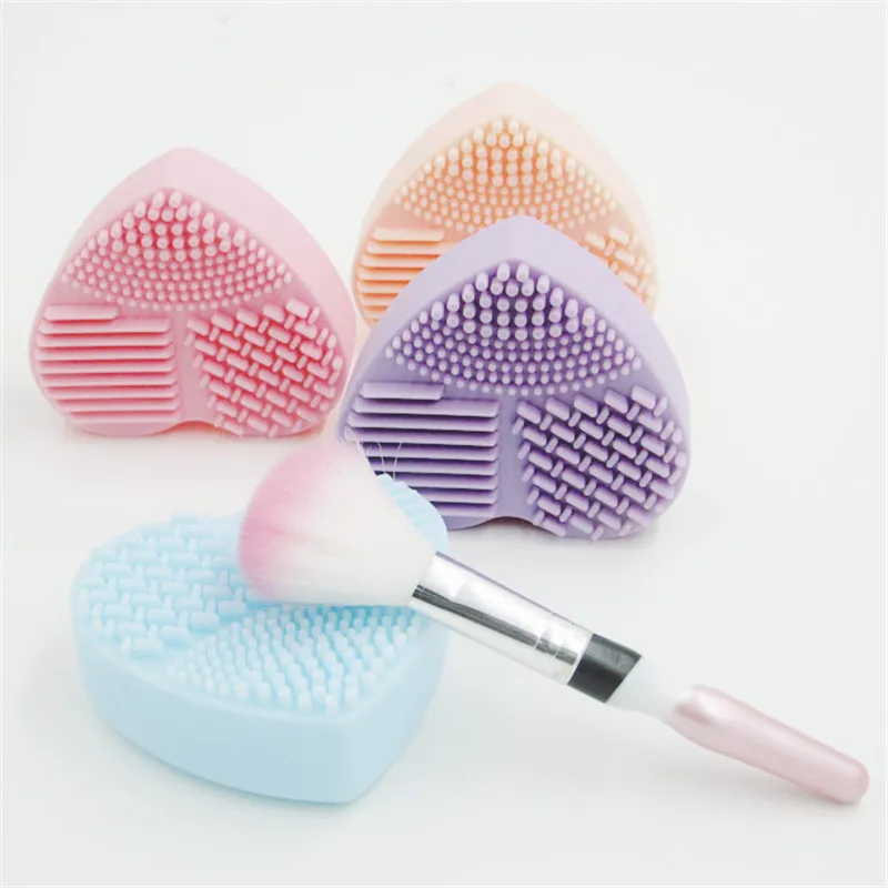 

Colorful Heart Shape Clean Make up Brushes Wash Brush Silica Glove Scrubber Board Cosmetic Cleaning Tools for makeup brushes