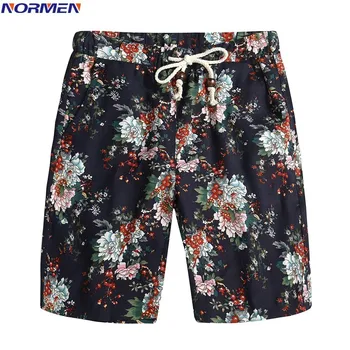 

NORMEN Men's Fashion Printed Cotton Board Shorts 2018 New Summer Style Swimwear Casual Sexy Swimsuit Short Pants Men