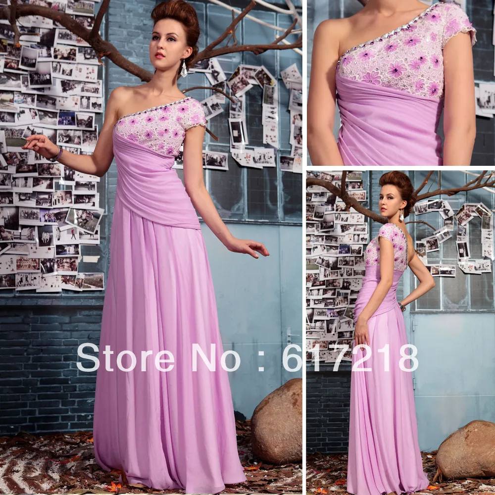 DORISQUEEN A-Line Floor-Length Chiffon Lilac Homecoming Dresses One Shoulder/Prom Dress | Свадьбы и торжества