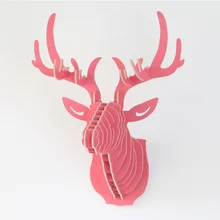 6 Colors DIY Wooden Animal Deer Head Wall Hanging Creative Wood Home Wall Decor MDF Crafts Art 3D Wall Decoration Free Shipping