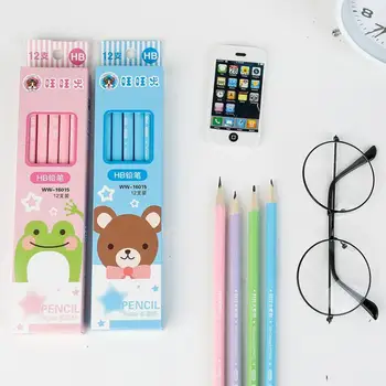 

12pcs/Pack Cartoon HB Wood Pencil For Kids Student Study Pencil Drawing Pen Stationery Supplies