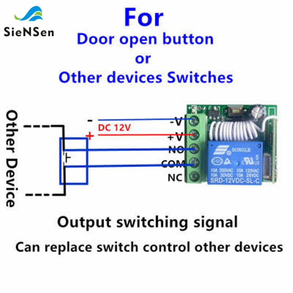 SienSen 12 В постоянного тока Одиночная Беспроводная коммутационная плата реле инчирование самоблокирующийся Блокировка 315/433 МГц электрическая система управления дверью KR1201A