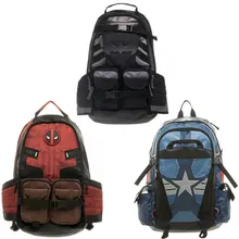 

Batman notebook backpack Marvel Deadpool Captain America 3-style men PU shoulder bagmen's backpacks canvas travel bags