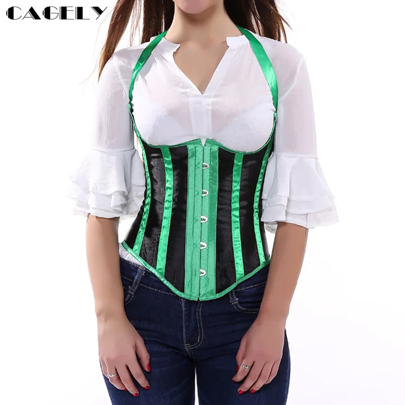 Halter Corset Waist Trainer Cincher Underbust Bustier Top Busk Corselet