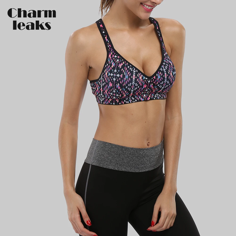 Charmleaks, женский спортивный бюстгальтер, средняя ударная поддержка, перекрещивающийся Бюстгалтер для йоги и бега, спортивный бюстгальтер, нижнее белье, спортивный топ для фитнеса