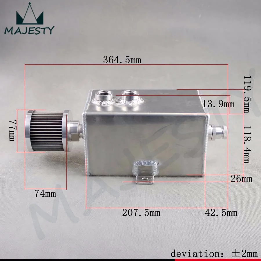 Универсальный 3L алюминиевый резервуар для ловли масла с дыхательным и сливным краном 3LT baffled+ фитинг/адаптер