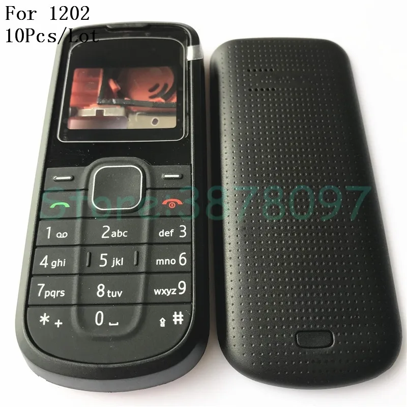 10 шт./лот, для Nokia 1202, новинка, полный корпус, чехол, передняя рамка с клавиатурой, стекло+ средняя рамка+ задняя крышка с логотипом