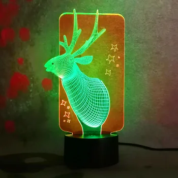 

Creative 3D Long Horned Deer Christmas Decor Night Light Lamp Gadget LED Lighting Bedroom Party Home Cafe Lighting Child Gift