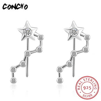 

2018 Rushed Hot Sale Trendy Star Party Zircon Concho Jewelry 925 Sterling Silver Stars Stud Earrings For Women