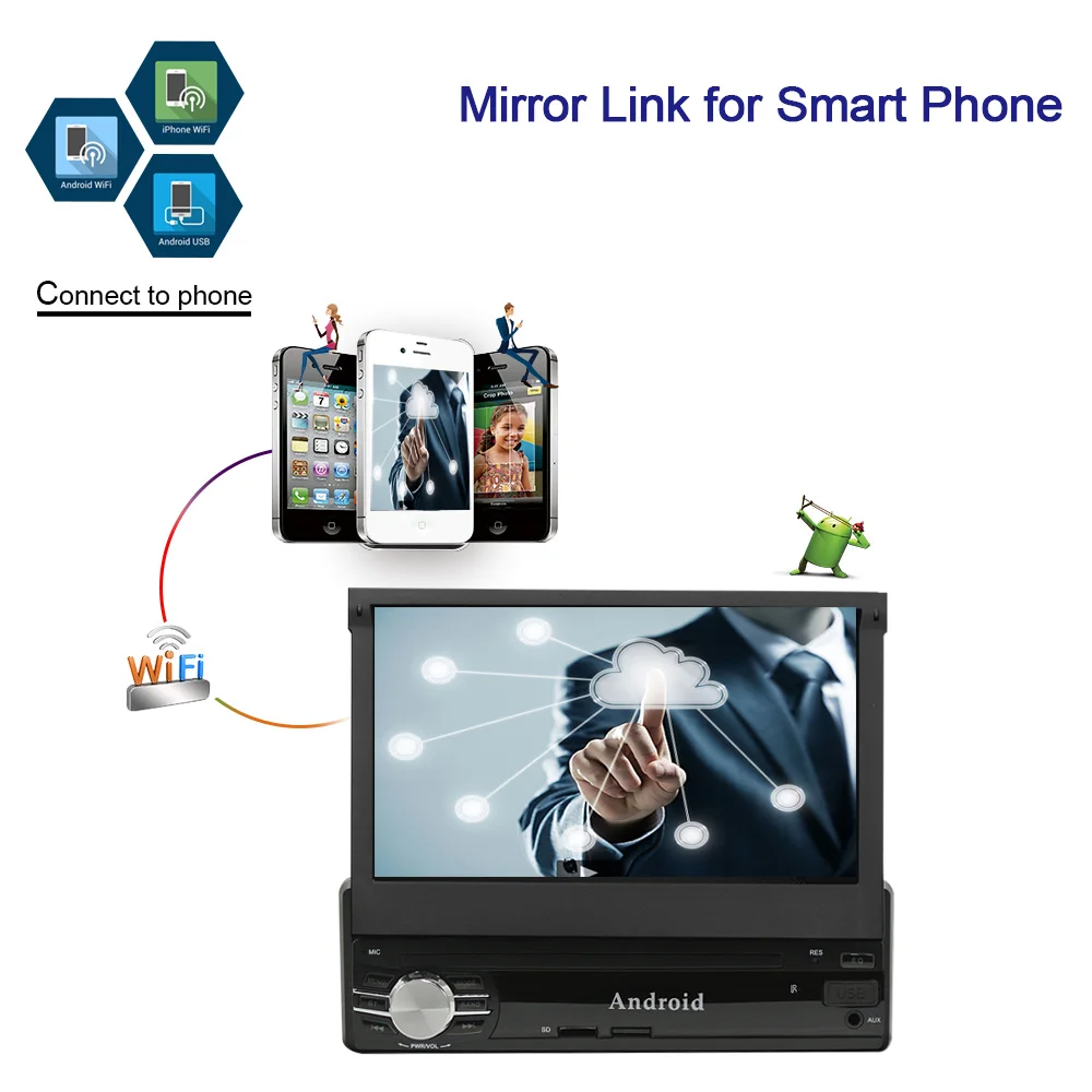 Clearance AMprime 7" 1 din Car Multimedia Video Play Android 6.0 Touch Screen Car Radio Audio Stereo GPS Wifi BT USB FM Rear View Camera 3