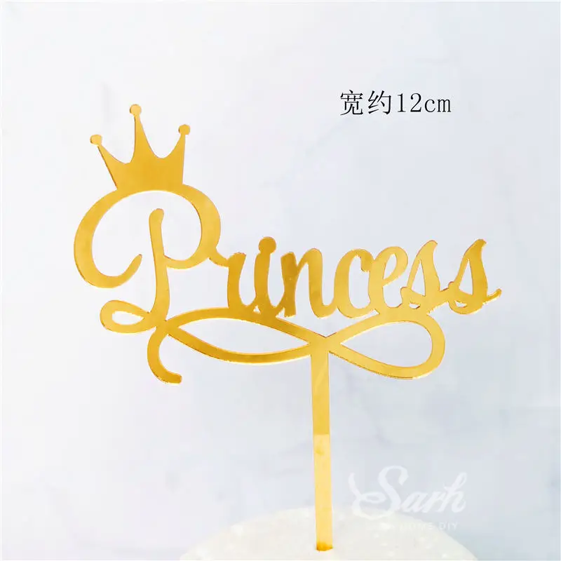 Bling King Queen Cake Topper Fairy Hand Writing Letter Decoration Happy Birthday for Valentine's Day Party Supplies Sweet Gifts - Цвет: 2pc crown princess