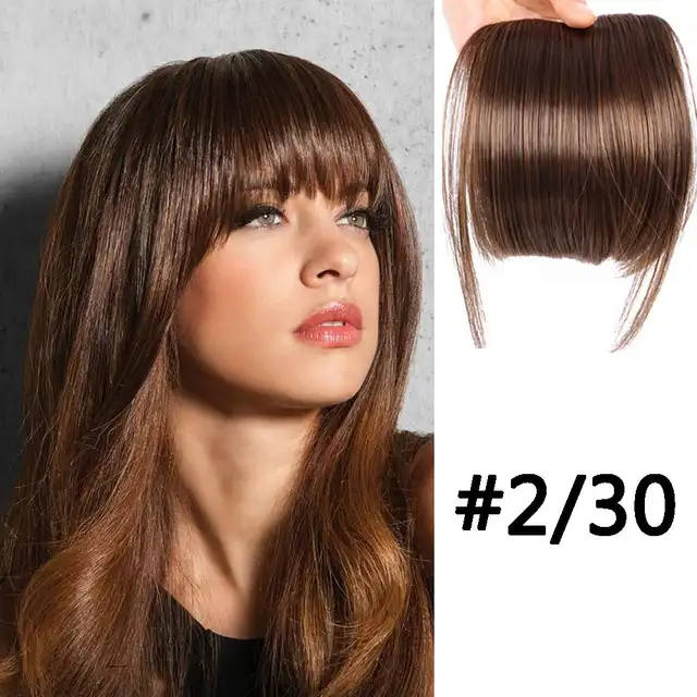 Alileader Natural Black Brown Neat Front Clip In Hair Bangs