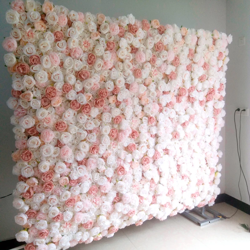 Spr Custom 3d Pink Flowerwall Wedding Artificial Silk Rose Flower Wall