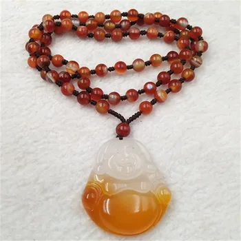 

Genuine natural ice color chalcedony laugh Buddha pendant for men and women cb28#