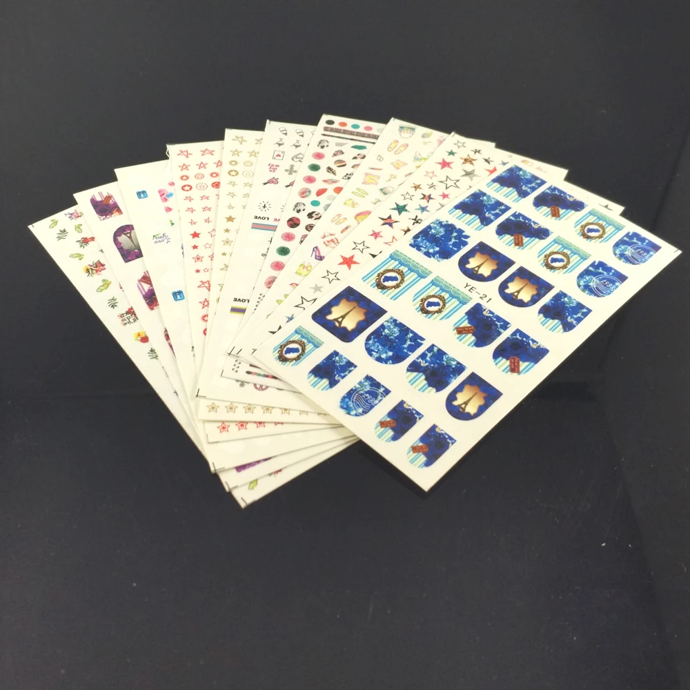 

10 PCS / LOT Nail Art Water Transfers Stickers Nail Decals Slider STAR BUTTERFLY CHERRY ROSE POKER SPOTS YEQC81-90