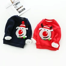 Children’s winter coat 2017 new boys and girls plus cashmere thick sweater cute baby Christmas cartoon jacket