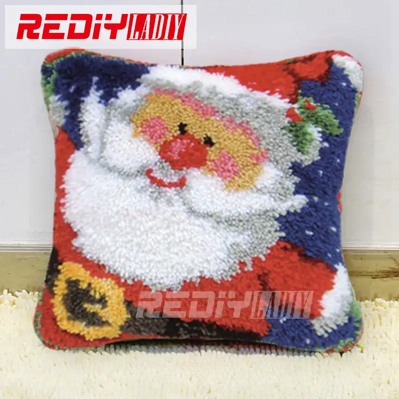 Latch Hook Pillow Kits Santa Christmas Hot Diy Needlework Crocheting Rug Yarn Handmade Unfinished Embroidery Pillowcase Latch Hook Pillow Kits Santa Christmas Hot Diy Needlework Crocheting Rug Yarn Handmade Unfinished Embroidery Pillowcase