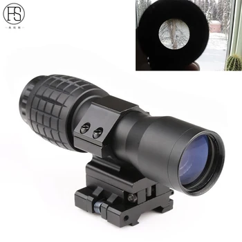 

Tactical Hunting Optics Sight 3X Magnifier Scope 20mm Rail Military Shooting Airsoft Sport Gun Rifle Compact With Flip Up Mount
