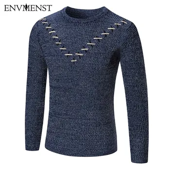 

Envmenst 2017 New Arrival Autumn Winter Causal Knitted V-pattern Design Sweater Men Slim Fit 100% Cotton Pullover Sweater
