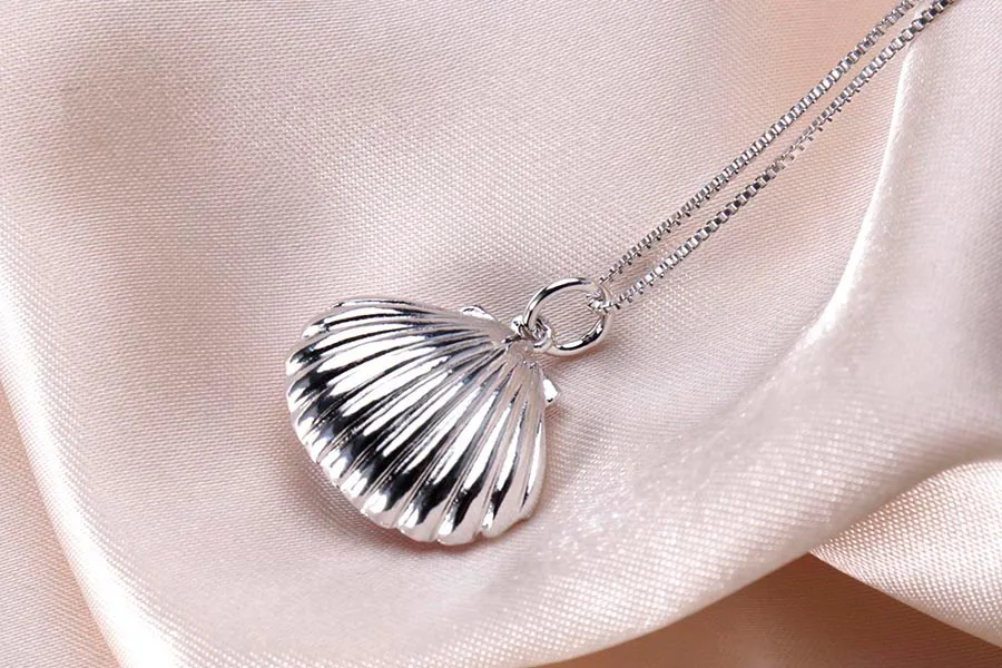 Лучшая цена 925 стерлингового серебра АААА натуральный пресноводный жемчуг оболочки кулон ожерелье для женщин модные жемчужные украшения с цепочкой