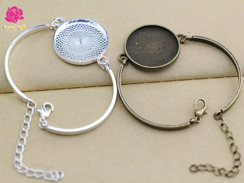 

10PCS Handmade Bracelet Blank Settings 25mm Round Cabochon Cameo Bezel Base Tray DIY Bracelet Jewelry Findings Accessories