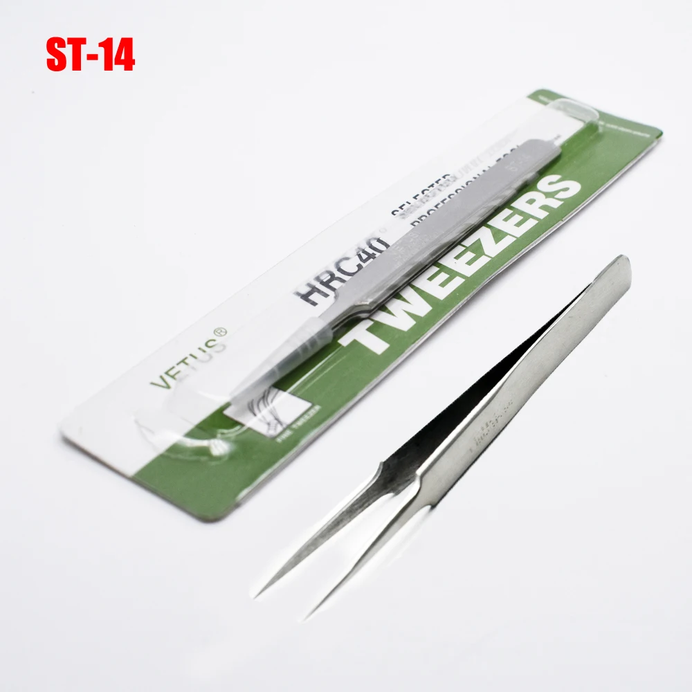 1 Pc Vetus Tweezers ST-14 Non-magnetic Stainless Steel Precision Diy Tweezers Ferramentas Repair Tools