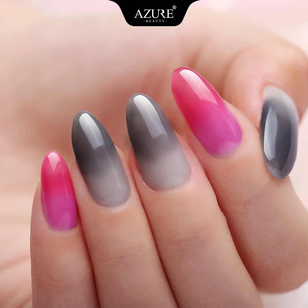  Azure Beauty New 10mlThermal Change Nail Polish Peel Off Nail Polish Gel UV/LED Lamp To Dry Thermal