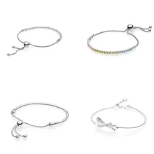 4 стиля серебряные браслеты Подвески Регулируемая длина Полный Кристалл женские браслеты Цепочка для Diy бусины Шарм