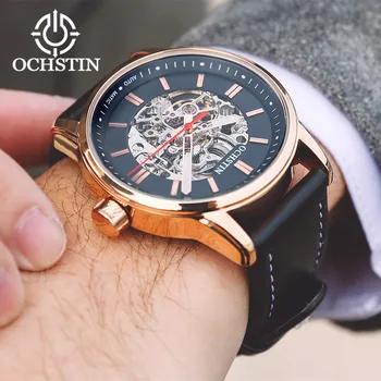 

2019 OCHSTIN Brand Leather Tourbillon Watch Waterproof Watch Automatic Mechanical Men Watch Military Relogio Masculino