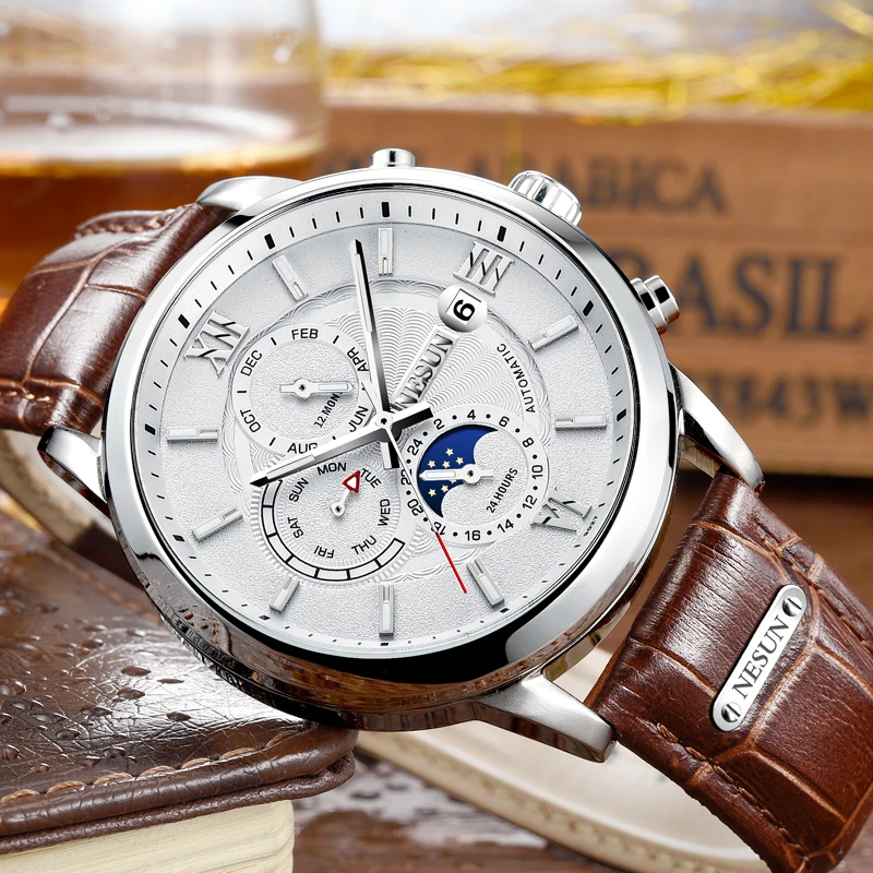

Multi-functional Sport Men Military Watch Month/week/calendar Display Nesun Automatic Mechanical Watches Men Saat Erkekler N9027