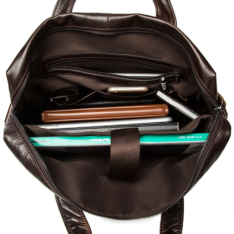 Genuine Leather Bag Casual Handbags Cowhide Men Crossbody Bags Men's Travel Bags Tote 14inch Laptop Business Briefcases Men Bag