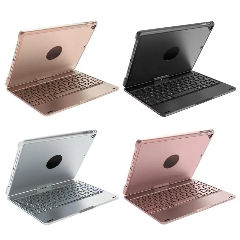 

Keyboard with 360 Degree Rotating Back Cover Cover Stand Aluminum Bluetooth Keyboard with Backlight for iPad 9.7 iPod Air
