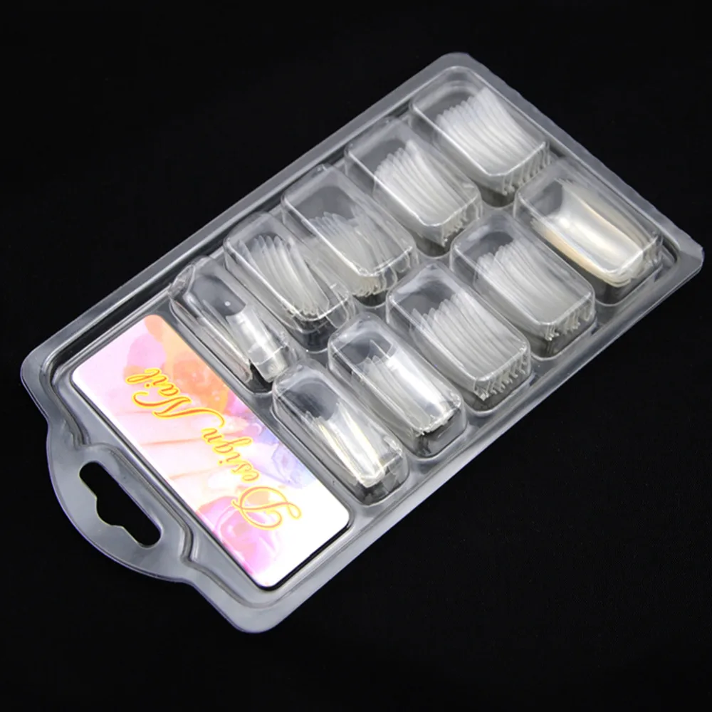 

100 PCS Clear Acrylic Artificial False Nails Art Tips Transparent Fake Nails For Manicure Acrylic UV Gel Salon Decoration Tools
