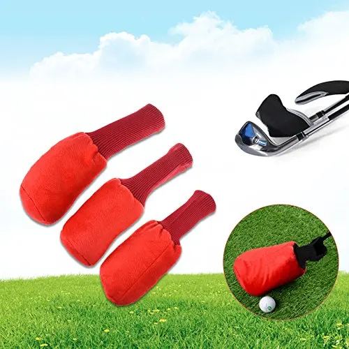 Комплект из 3 предметов, красный деревянный для гольфа Headcovers 1 3 5 гибридная насадка для клюшки для гольфа фарватера Крышка головного убора для шерстяные вязаные Драйвер чехлы аксессуары для гольфа