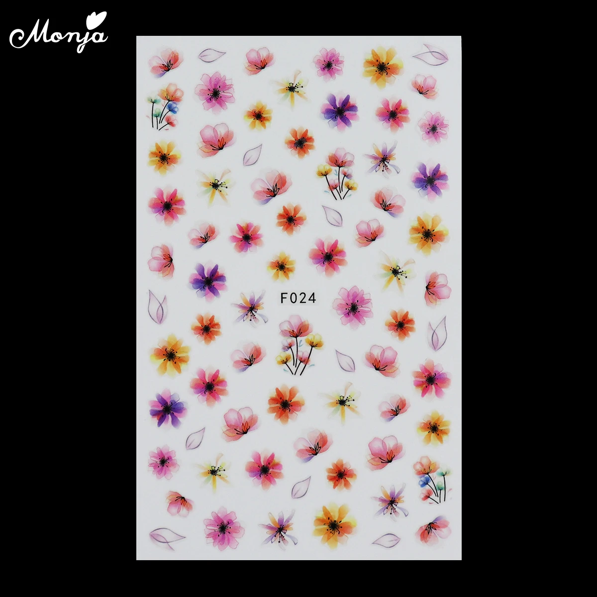 Monja, 4 вида, наклейки для ногтей, самоклеющиеся, серия цветов, декоративные наклейки, инструменты для маникюра - Цвет: F024