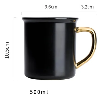 black Керамическая кофейная кружка kinglang с золотой ручкой, 4 размера - Цвет: black