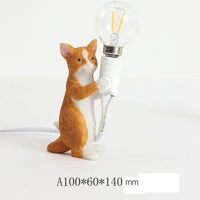 Современный скандинавский котенок Настольная лампа кота лампа из смолы, подарок на день рождения, светодиодные лампы - Цвет абажура: Orange C